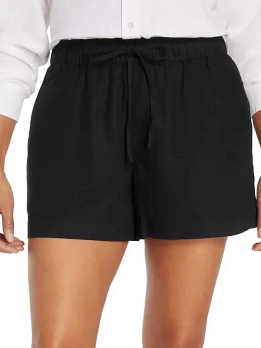 GAP Linen Style Pull On Short Women's XL Black Pockets Elastic Drawstring Waist